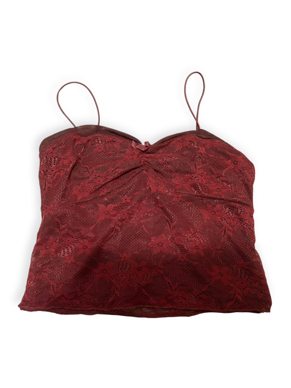 Wild Fable Lace Ruched Bandeau Tube Top XS Burgundy